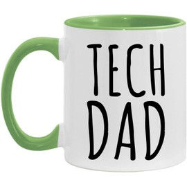 Tech Dad Mug - Fathers Day Gift - White/Light Green