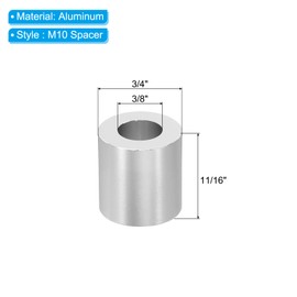 PATIKIL M10 Aluminum Spacers, 5 Pcs Metal Spacer Aluminum 3/8" ID x 3/4" OD x 11/16" L Aluminum Spacer Screw Standoff for 3/8" or M10 Screw Bolts, Silvery