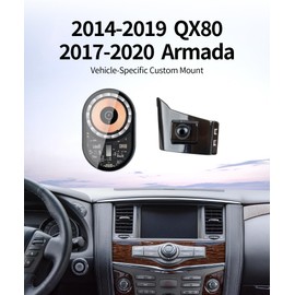 Masergogo Wireless Charging car Phone Holder for Nissan Armada 2017-2020 / Infiniti 2014-2019 QX80 Auto Accessories Navigation Bracket Interior Decoration Mobile Cell Phone Mount, 360° Rotation