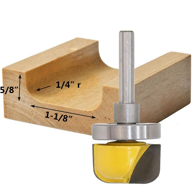 Bestgle 3pcs Deep Round Bottom Nose Router Bit, 1/4" Shank