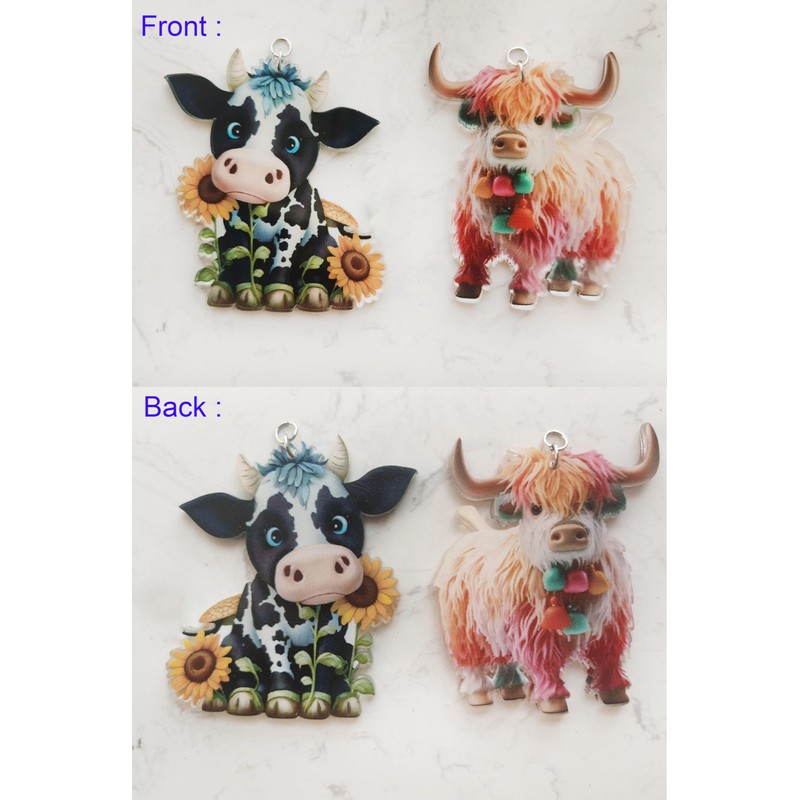 Cute Highland Cow Shower Curtain Hooks - Metal Silver Shower