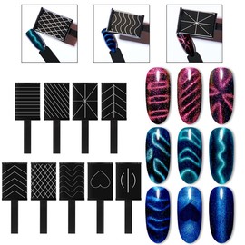 XEAOHESY 14 Pieces Nail Magnet Tool Cat Eye Magnet for Nails Magnet Plate Wand Board Magnetic Pen Stripe Nail Magnet Double Ended Magnet Wand Magnet Stick 3D Magnetic for Cat Eye Gel Polish Nail Art