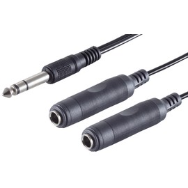 1aTTack.de 1 x 0.2 m Black Jack Plug 6.3 mm to 2 x Jack Socket 6.3 mm Audio Cable, Moulded Plugs, Nickel-Plated Contacts, Ideal for Musical Instruments and Audio Devices