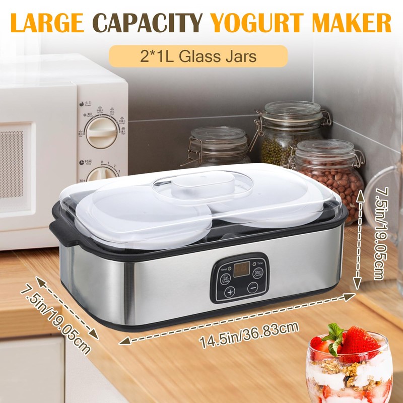 Tokenhigh 2000ml Probiotic Yogurt Maker with Adjustable Time & Temp