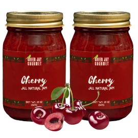 Green Jay Gourmet Cherry Jam - All-Natural Fruit Jam with Cherries & Lemon Juice - Vegan, Gluten-free Jam - Contains No Preservatives or Corn Syrup - Made in USA - 2 x 20 Ounces