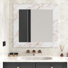 Wallderful Wallpaper Border Peel and Stick Marble Contact Paper Beige Gold Borders Mirror Border Peel and Stick Mirror Frame for Bathroom Self Adhesive Kithen Backsplash Waistline for Corner Door