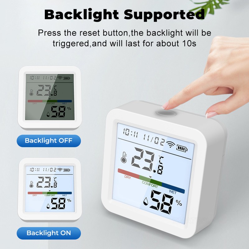Tuya ZigBee Temperature Humidity Tester LCD Backlight Display Mobilephone APP