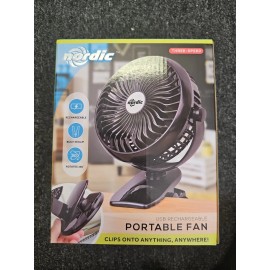 Unbranded Clip-on Camping Fan with LED Light, Rechargeable Battery/USB Operated Mini Fan