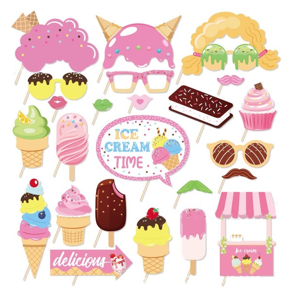 Dusenly 25pcs Summer Party Photo Booth Props Swimming Pool Beach