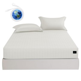 CHALTOUL Grounding Sheets California King Premium Cotton for Healthy Sleep Therapy, Deep Pocket Grounding Fitted Sheets Includes Grounding Cord (Beige, California King -72"x84"x14")