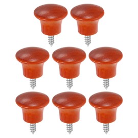 sourcing map 8Pcs Round Wood Drawer Knob, 0.91" x 0.71" Self-Tapping Solid Wood Handle Round Cabinet Knob Mushroom Shape Wooden Knobs for Furniture Dresser Wardrobe, Orange