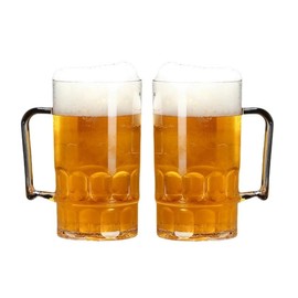 Komost 27oz Large Acrylic Beer Mugs with Handles – Set of 2, Freezer-Safe Drinking Cups, Ideal for Beverages & Beer Stein Collection