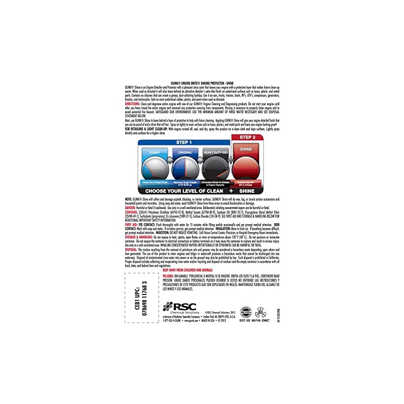 GUNK CEB1 Engine Shine Protector and Detailer, 15 Oz