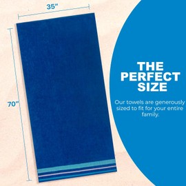 Kaufman - Soft Oversized 35" x 70" Velour Dobby Striped Beach Towels | Absorbent, Quick-Drying | 100% Cotton Thick Beach Towels (Roy)