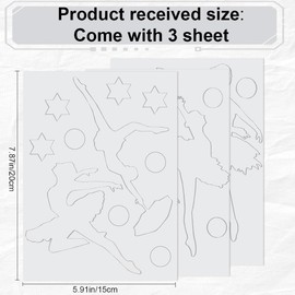 CREATCABIN 3Pcs Ballet Dancer Mirror Wall Stickers 3D Acrylic Mirror Wall Decals DIY Mirror Sport Wall Art Decor Mural Self Adhesive Decorative Mirror for Home Living Room Bathroom Silver 8 x 6Inch