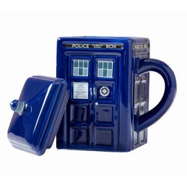 Doctor Who BBC Doctor Who Square Tardis Mug with Lid, 16oz Doctor Who Mug with Lid