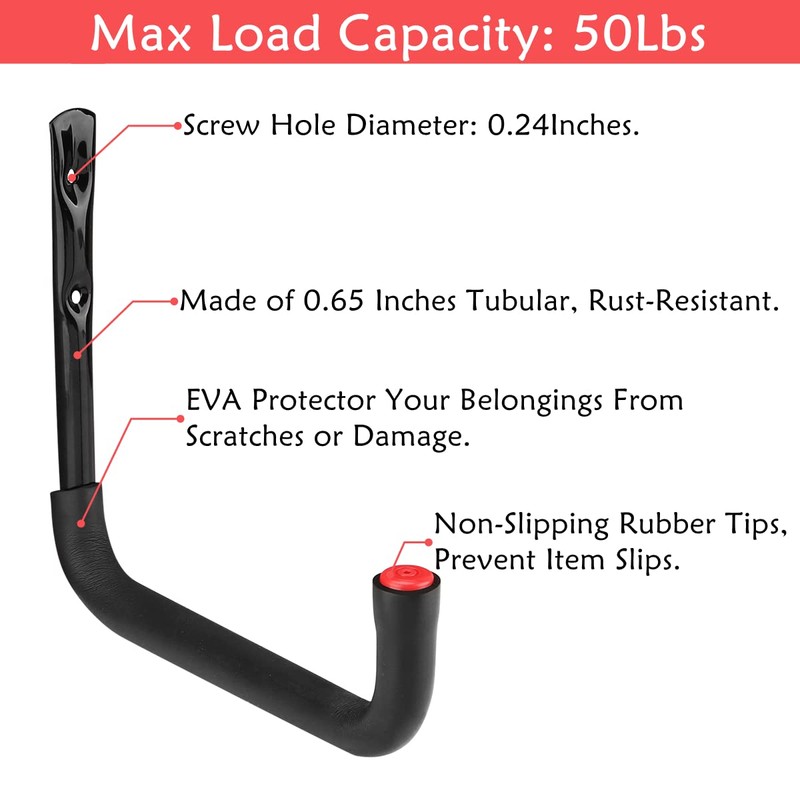 Naikozmo Garage Storage Ladders Hooks, 6 Pack Heavy Duty Utility