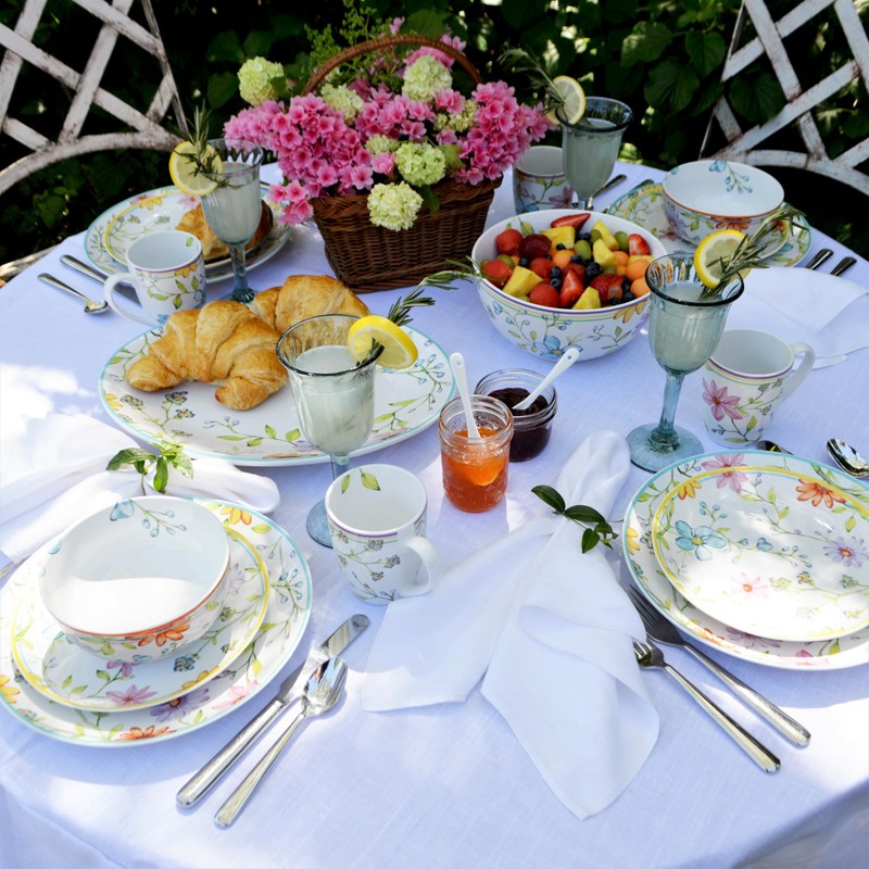 Euro Ceramica Charlotte 3-Piece Table Accessory Set, Watercolor Floral Design