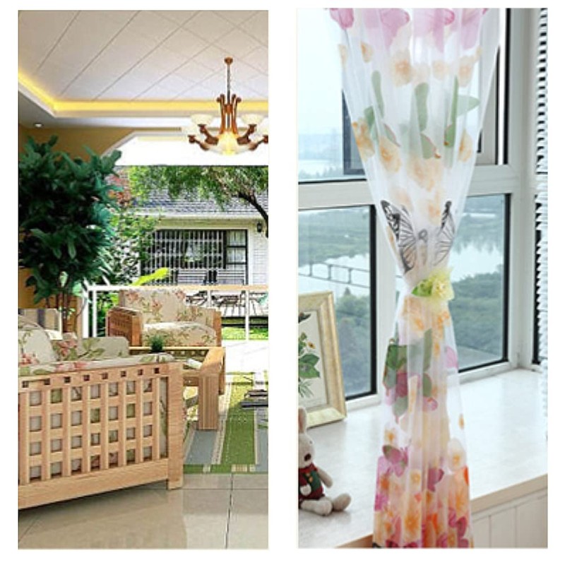 100 x 200 CM Butterfly Pattern Shadow Curtain Grommet Window