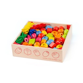 Bigjigs Crate of Lacing Beads, Wooden Toys, Lacing Toy, Threading Toys, Wooden Threading Toys, Threading Toys For 3 Year Olds, Toddler Toys, Fine Motor Skills Toys
