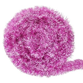 KKSTY 32.8ft(10M) Chunky Christmas Tinsel Garland Decoration, Long Metallic Tinsel Garlands for Christmas Tree Holiday Party Decoration (Pink)