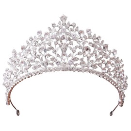 WIOJEIGO Women's Crystal Wedding Tiara Crown Princess Rhinestone Headbands for Prom Birthday Party Silver