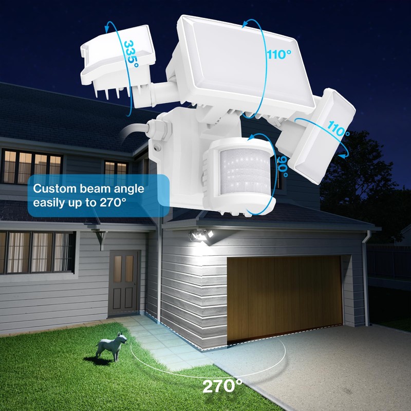 Olafus 75W Motion Sensor Outdoor Light Plug in, Motion Flood