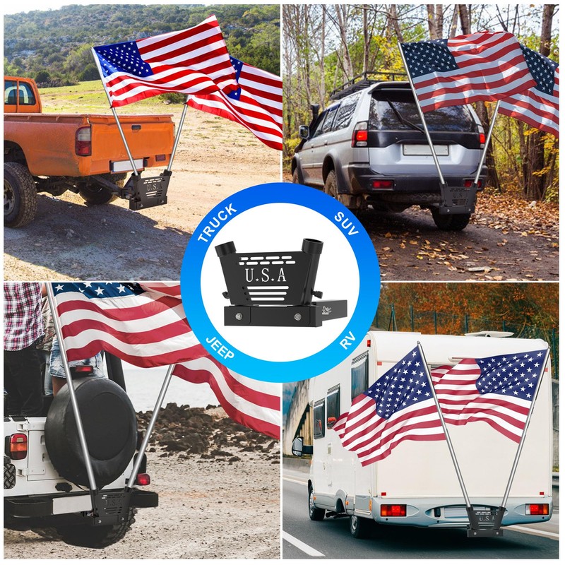 Tanfix Hitch Mount Flagpole Holder, Heavy-Duty Flag Pole Holder for