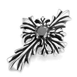 URBAN JEWELRY Vintage Royalty Celtic Shield Cross Pendant Necklace in Stainless Steel with Cubic Zirconia