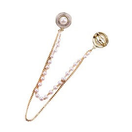 Vintage Sweater Shawl Chain Brooch for Women Clips Antique Cardigan Clip Collar Holders Decorations Dress Sweater Collar Brooch Pins Girls Straps anti-slip chain-pearl