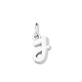 Amor 307215 Unisex Pendant Letter J Sterling Silver Rhodium-Plated Shiny, Sterling Silver, No Stone