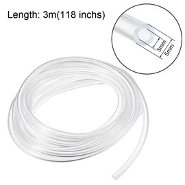 sourcing map PVC Hose Tube, 3mm(0.11") ID x 5mm(0.19") OD 3 Meter 9.8ft Clear Vinyl Tubing, Plastic Flexible Water Pipe