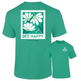 Southernology Bee Happy - Adult T-Shirt (US, Alpha, Medium, Regular, Regular, Island Green)