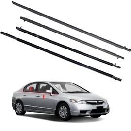 KAFKOF Window Molding Trim Seal for Honda Civic 2006-2011 Accessories, Outer Door Black Rubber Weather Stripping Belt, Replacement 72450-SNA-A01 (4PCS)