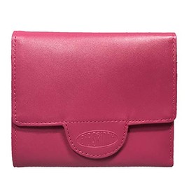 Big Skinny Women's Trixie Leather Tri-Fold Slim Wallet, Holds Up to 30 Cards, Fuchsia