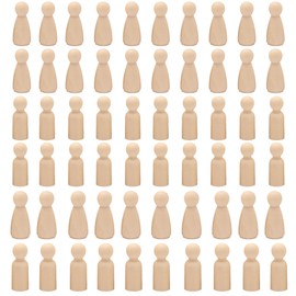 Woohome Pack of 60 Wooden Figures, Wooden Figures for Painting, DIY Wooden Figures Dolls for Decor, Arts and Crafts Projects, Painting