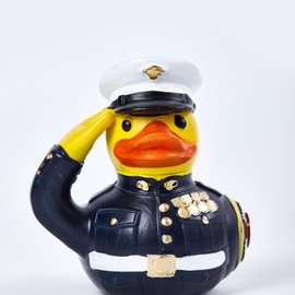 YUHATRG Veteran Tribute Duck Resin Military Army Figurine Funny Desk Ducks Decor Statue (Blue)