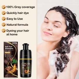 MEIDU Black Hair Dye Shampoo 3 in 1 for Women Men,Hair Color for Women Men (DarkBrown(12.3Fl Oz))