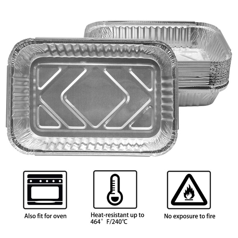 BYKITCHEN 30 Foil Food Containers, Disposable Aluminium Foil Trays, Foil