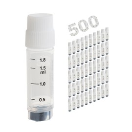 CryoKing Multi-Coded Cryogenic Vials 2.0 ml, 500 Pcs Sterile Cryotubes with White Caps, Polypropylene Cryovials with External Thread for Low Temperature Storage