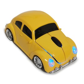 WUQIDA Wireless Car Mouse, Funny Car Shaped Mouse 2.4GHz Optical Wireless Mice for Computer PC Notebook Laptop (Yellow