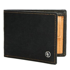 Locklair Sleek Wallet Made of Vegan Paper Leather, Flat Wallet for Men with RFID Protection, Wallet Thin and Sustainable, Black/light brown, Modern