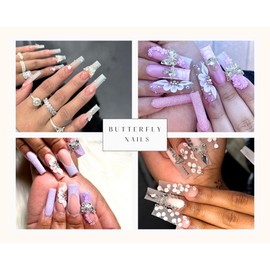 Butterfly Nail Charms, YAEISM Shiny 3D Alloy Silver Metal Butterfly Nail Gems Nail Rhinestones for 10 Pcs Nail Charms Shape Crystals Diamonds for Women Girls DIY Nail Art Crystals Jewelry Decoration