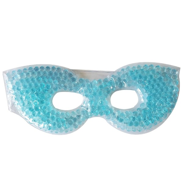 Soothing Face Mask with Flexible Soft Gel Beads, Cold Compress. Spa Cooling Therapy, Stress Relief, Swelling, Facial Pain, Puffy Eyes, Headaches, Migraines, Adjustable for Smooth Fit, Reusable (Blue)