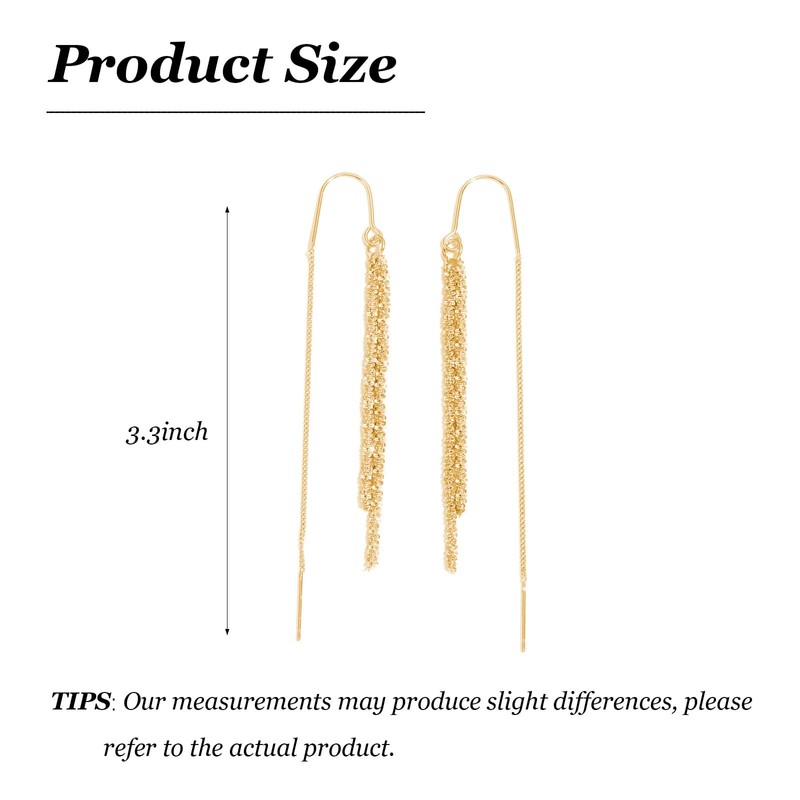 Threader Earrings for Women Gold Chain Earrings Rhinestone Tassel Dangle