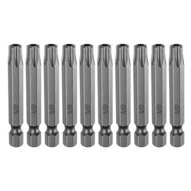 sourcing map 10pcs TS40 Star 5 Point Screwdriver Bit 1/4" Hex Shank 2" Length Magnetic Security Torx Head Screw Driver Power Tool