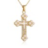 HZMAN Natural Pearl Shell Cross Necklace for Women Dainty 14K