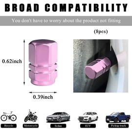 Wevdn 8 PCS Car Tire Valve Caps, Anti-Corrosion Aluminum Alloy Valve Stem Dust Caps with Rubber Seal, Leak-Proof Tire Valve Cover for SUV Truck Motorcycle Bike, Car Accessories (Pink)