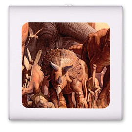 Plug in Dimmable LED Night Light with Dusk to Dawn Auto Sensor, Adjustable Brightness, Warm Light, Auto On-Off Nightlight for Bathroom, Hallway, Nursery, Bedrooms - Dino Giants