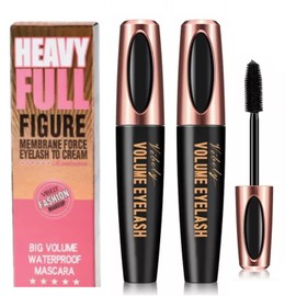 mascara de pestañas 4D 2 unidades para el crecimiento de pestañas con efecto pestañas postizas naturales, es un rimel waterproof alargador de pestañas y mascara de pestañas larga duración (Negro)